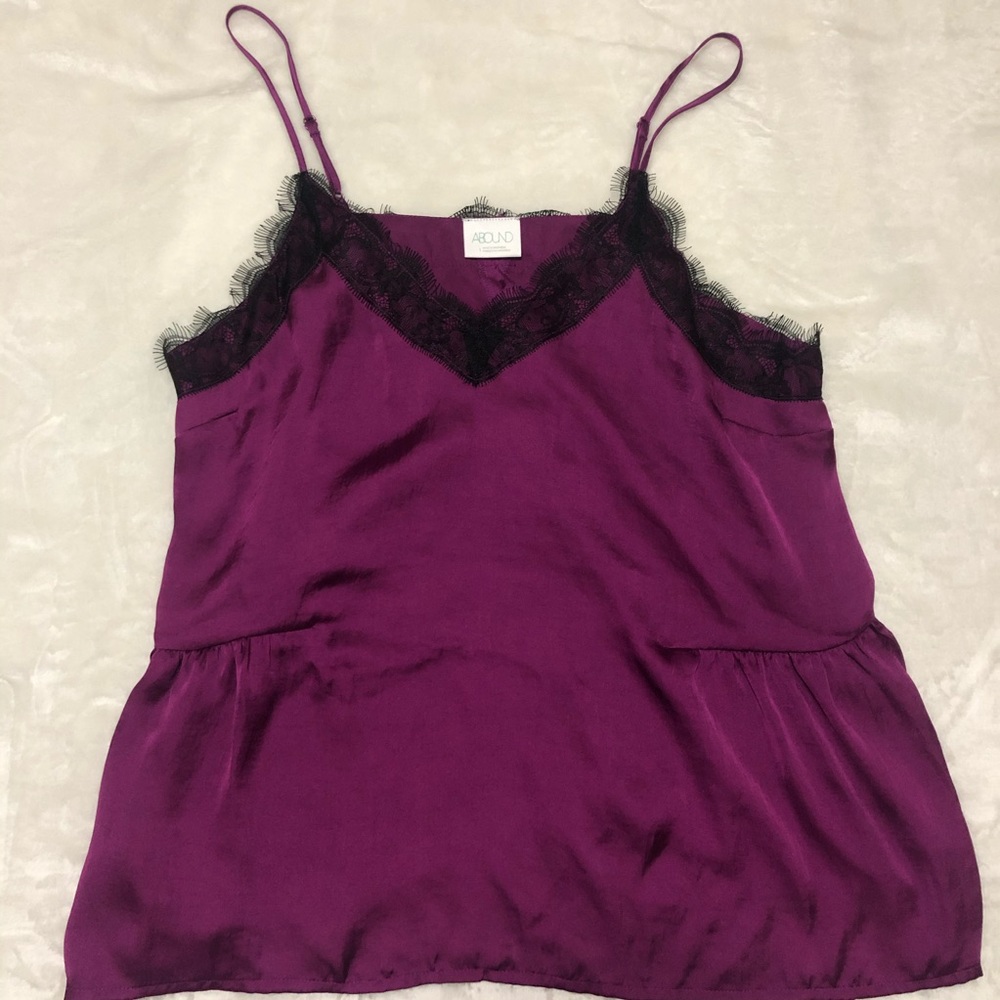 satin lace trim cami top